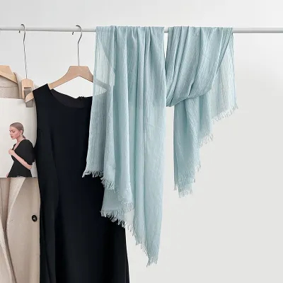 Women Fashion Casual Solid Color Cotton And Linen Scarf