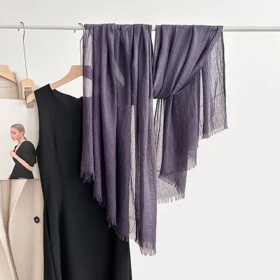 Women Fashion Casual Solid Color Cotton And Linen Scarf
