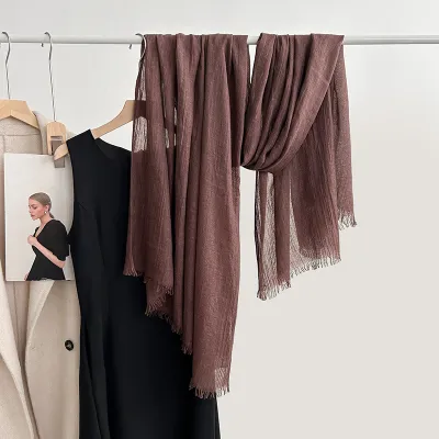 Women Fashion Casual Solid Color Cotton And Linen Scarf