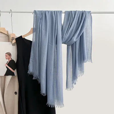 Women Fashion Casual Solid Color Cotton And Linen Scarf