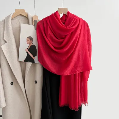 Women Fashion Casual Solid Color Cotton And Linen Scarf