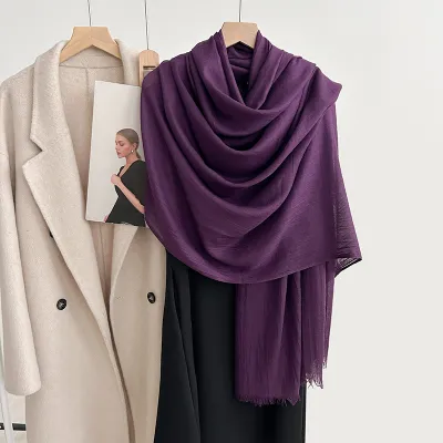 Women Fashion Casual Solid Color Cotton And Linen Scarf