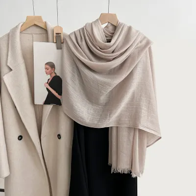 Women Fashion Casual Solid Color Cotton And Linen Scarf