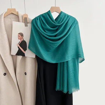 Women Fashion Casual Solid Color Cotton And Linen Scarf