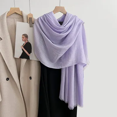 Women Fashion Casual Solid Color Cotton And Linen Scarf