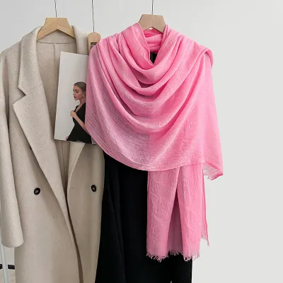 Women Fashion Casual Solid Color Cotton And Linen Scarf
