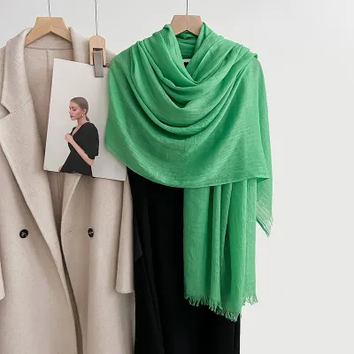 Women Fashion Casual Solid Color Cotton And Linen Scarf