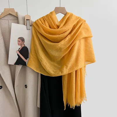 Women Fashion Casual Solid Color Cotton And Linen Scarf