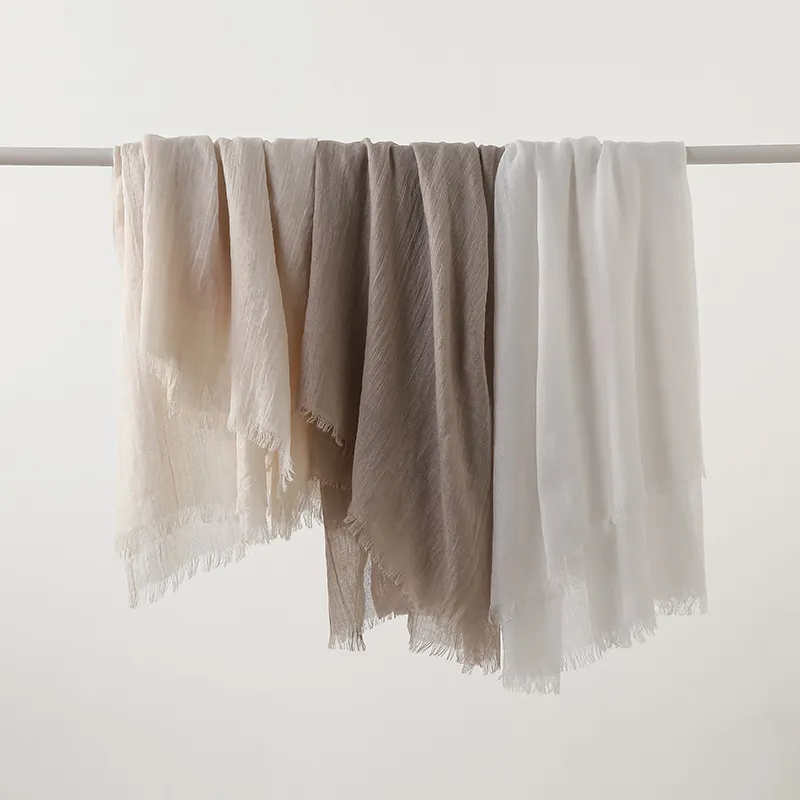 Women Fashion Casual Solid Color Cotton And Linen Scarf