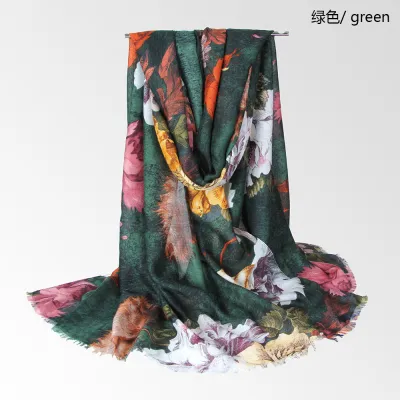 Women Fashion Casual Printed Satin Soft Scarf