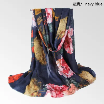 Women Fashion Casual Printed Satin Soft Scarf