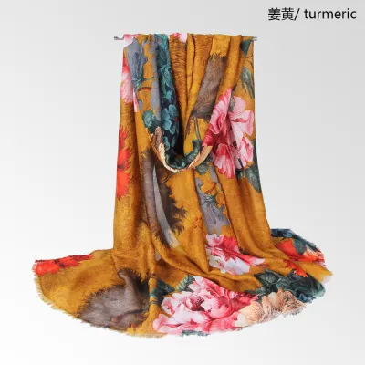 Women Fashion Casual Printed Satin Soft Scarf