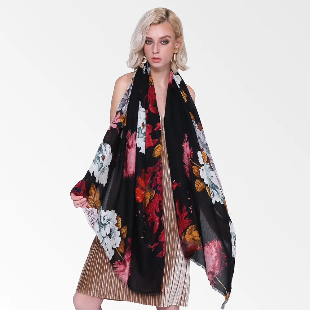 Women Fashion Casual Printed Satin Soft Scarf