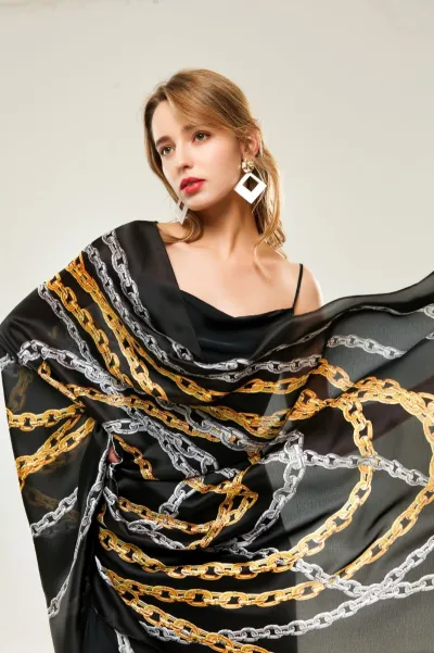 Women Fashion Casual Spring And Summer Printed Silk Satin Scarf