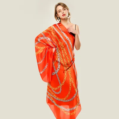Women Fashion Casual Spring And Summer Printed Silk Satin Scarf