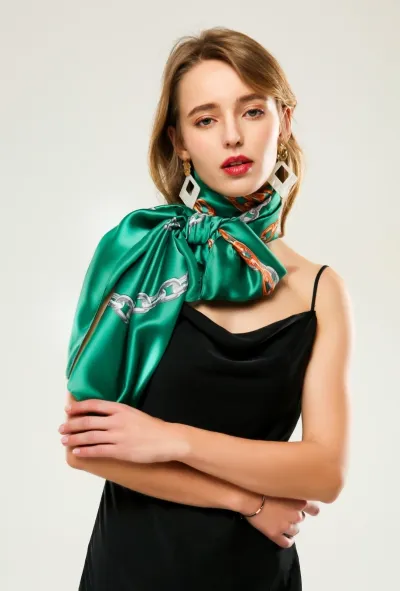 Women Fashion Casual Spring And Summer Printed Silk Satin Scarf