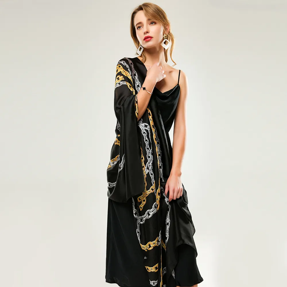 Women Fashion Casual Spring And Summer Printed Silk Satin Scarf