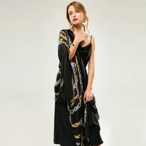 Women Fashion Casual Spring And Summer Printed Silk Satin Scarf