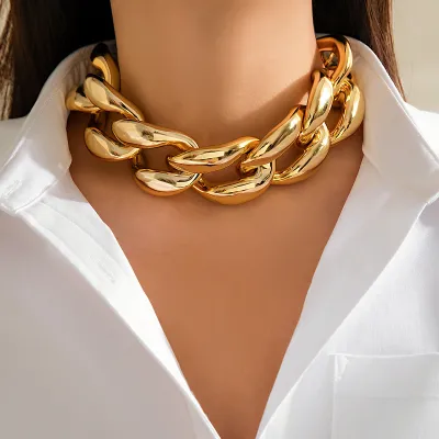 Women Fashion Punk Style Exaggerated Thick Ring Necklace Choker
