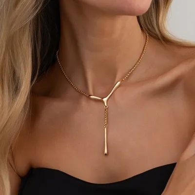 Women Fashion Simple Water Drop Pendant Tassel Necklace
