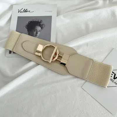 Women Fashion Simple Solid Color Tight Waist Elastic Stretch Belt