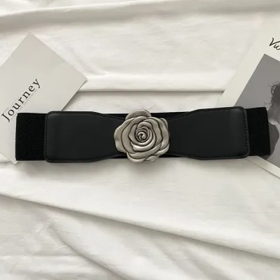 Women Fashion Floral Elastic Wide Belt