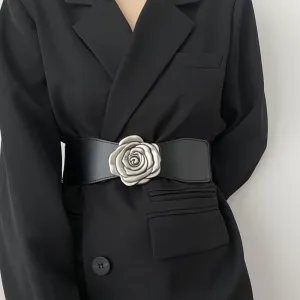Women Fashion Floral Elastic Wide Belt