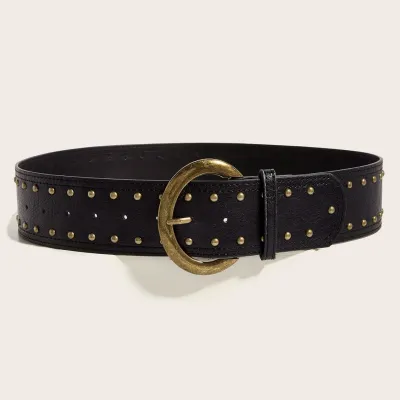 Women Fashion Retro Punk Style Rivet Buckle Belt