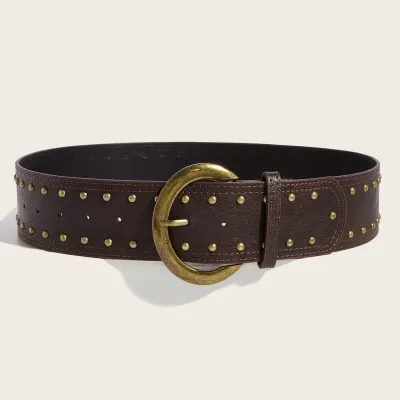 Women Fashion Retro Punk Style Rivet Buckle Belt