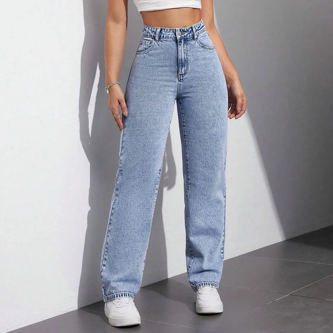 Women Fashion Casual Spring Straight Jeans
