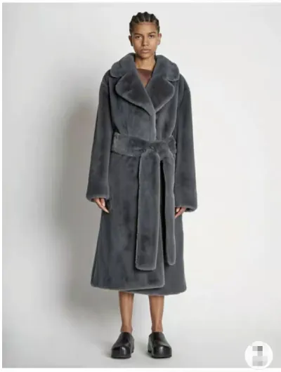 Autumn And Winter Women Fashion Warm Solid Color Lapel Faux Fur Long Coat