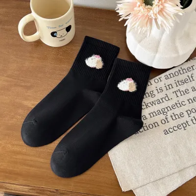 Cartoon Animal Jacquard Cotton Mid-Tube Socks