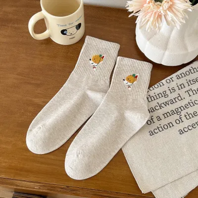 Cartoon Animal Jacquard Cotton Mid-Tube Socks