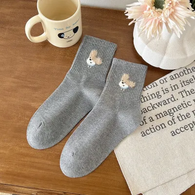 Cartoon Animal Jacquard Cotton Mid-Tube Socks