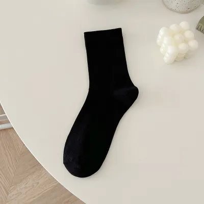 Simple Pure Cotton Socks Solid Color Mid-Tube Socks
