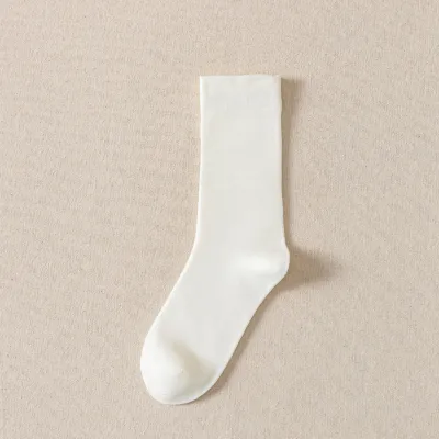 Simple Pure Cotton Socks Solid Color Mid-Tube Socks