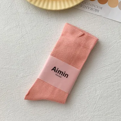 Simple Pure Cotton Socks Solid Color Mid-Tube Socks