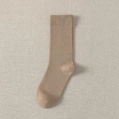 Simple Pure Cotton Socks Solid Color Mid-Tube Socks