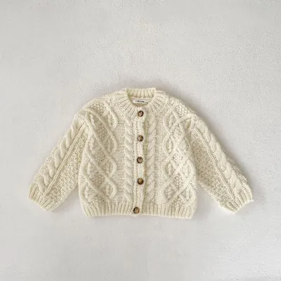 Kids Boys And Girls Fashion Casual Winter Solid Color Knitted Sweater Cardigan