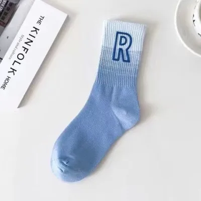 Fashion Gradient Letter R Socks