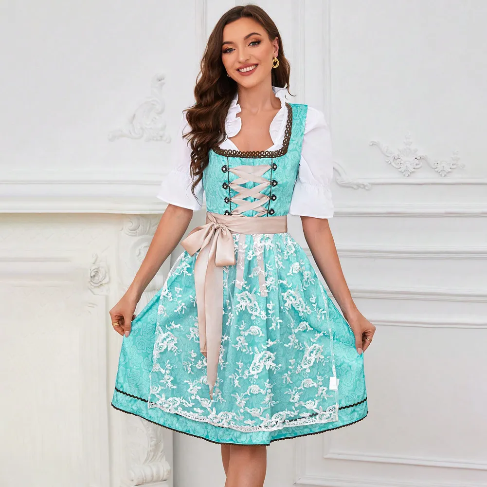 Women Fashion Spring And Summer Beer Clothing Sleeveless Lace-Up Dress