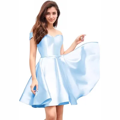 Women Fashion Elegant Solid Color Off-Shoulder Party Dress