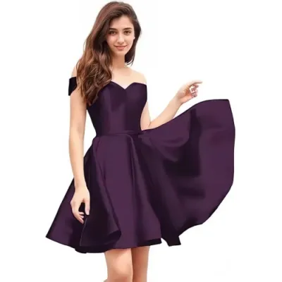 Women Fashion Elegant Solid Color Off-Shoulder Party Dress