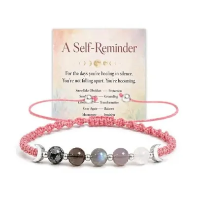Women Fashion Woven Natural Stone 8mm Bracelet