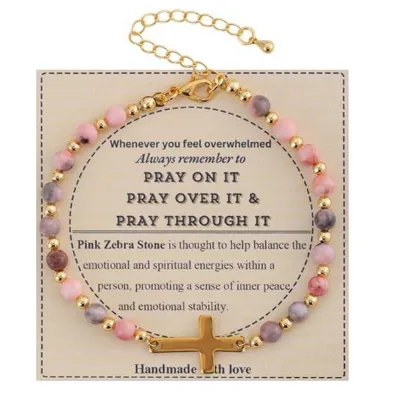 Fashon Multicolor Natural Stone Alloy Pendant Wax Thread Woven Bracelet