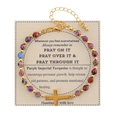 Fashon Multicolor Natural Stone Alloy Pendant Wax Thread Woven Bracelet