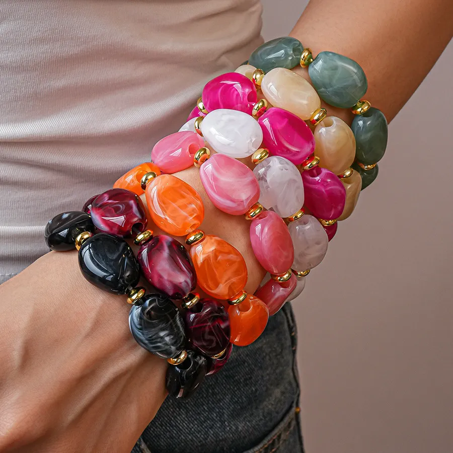 Women Fashion Irregular Acrylic Oval Beads Bracelet