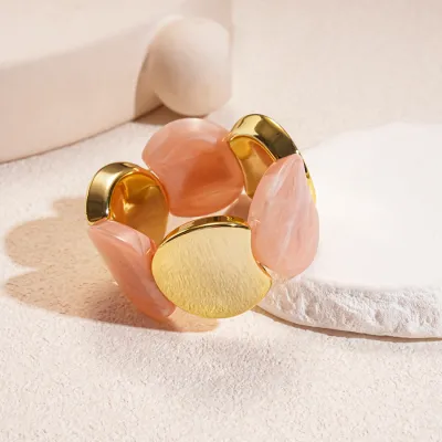 Women Fashion Acrylic Round Stitching Elastic Bracelet