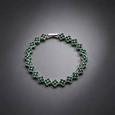 Women Fashion Simple Four-Leaf Clover Zircon Bracelet