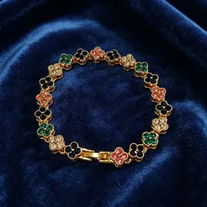 Women Fashion Simple Four-Leaf Clover Zircon Bracelet